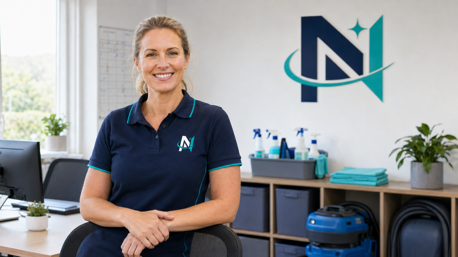 Novaris team leader reviewing a commercial cleaning job in Somerset